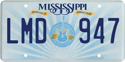 MS license plate LMD947