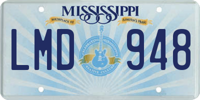 MS license plate LMD948