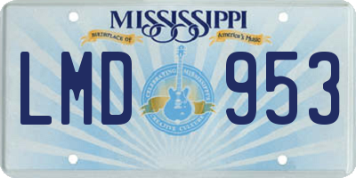 MS license plate LMD953