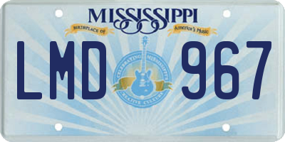 MS license plate LMD967