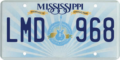 MS license plate LMD968