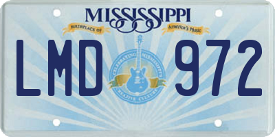 MS license plate LMD972