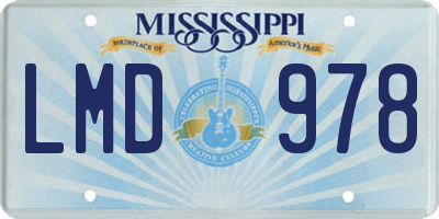 MS license plate LMD978