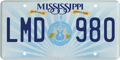 MS license plate LMD980