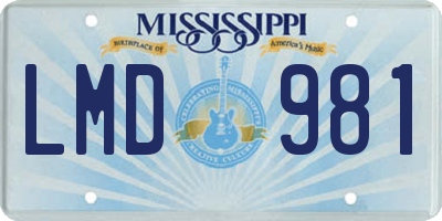 MS license plate LMD981