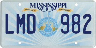 MS license plate LMD982