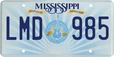MS license plate LMD985