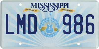 MS license plate LMD986