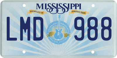 MS license plate LMD988