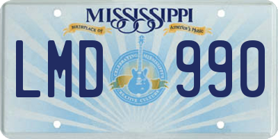 MS license plate LMD990