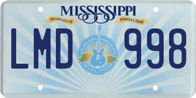MS license plate LMD998