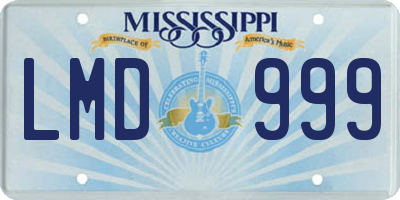 MS license plate LMD999