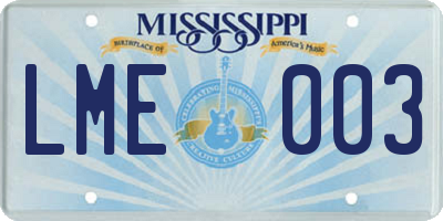 MS license plate LME003