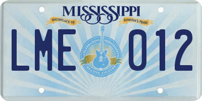 MS license plate LME012