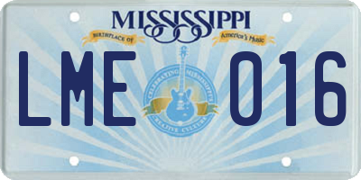 MS license plate LME016