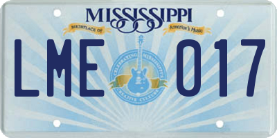 MS license plate LME017