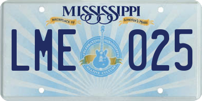 MS license plate LME025