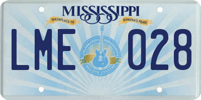 MS license plate LME028
