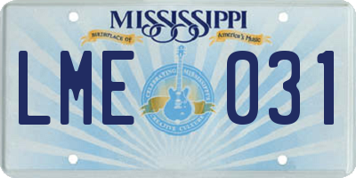 MS license plate LME031