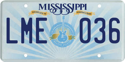 MS license plate LME036