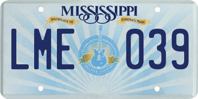 MS license plate LME039
