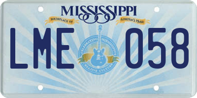 MS license plate LME058