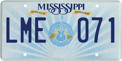 MS license plate LME071