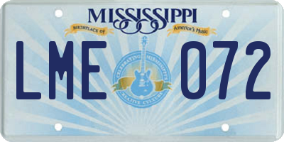 MS license plate LME072