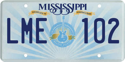 MS license plate LME102