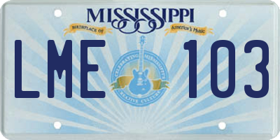 MS license plate LME103