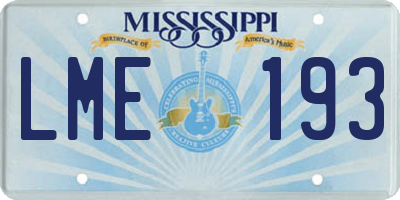 MS license plate LME193