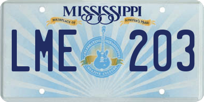 MS license plate LME203