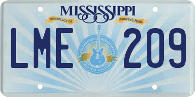 MS license plate LME209