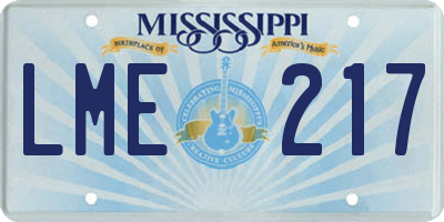 MS license plate LME217