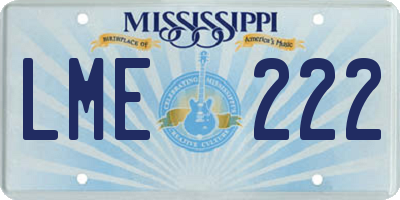 MS license plate LME222