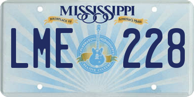 MS license plate LME228