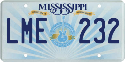 MS license plate LME232