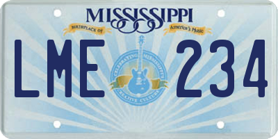 MS license plate LME234