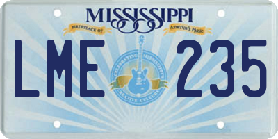 MS license plate LME235