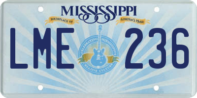 MS license plate LME236