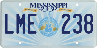 MS license plate LME238