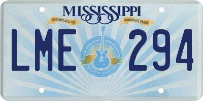 MS license plate LME294