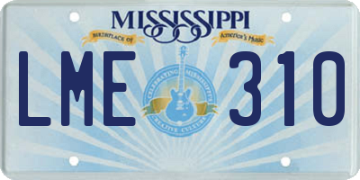 MS license plate LME310