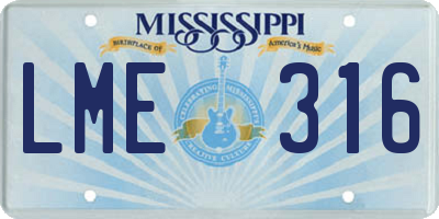 MS license plate LME316