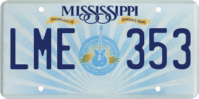 MS license plate LME353