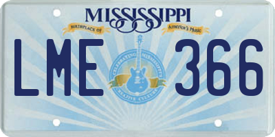 MS license plate LME366