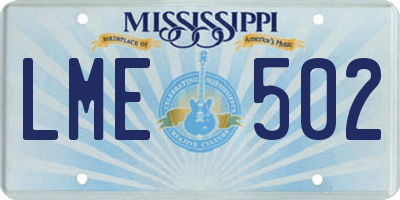 MS license plate LME502