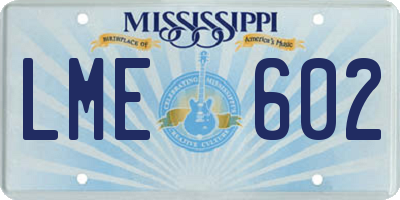 MS license plate LME602
