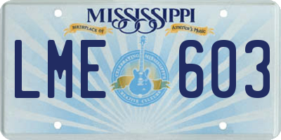 MS license plate LME603