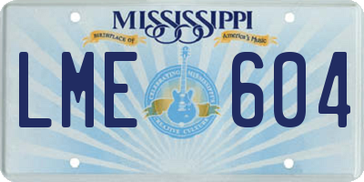 MS license plate LME604